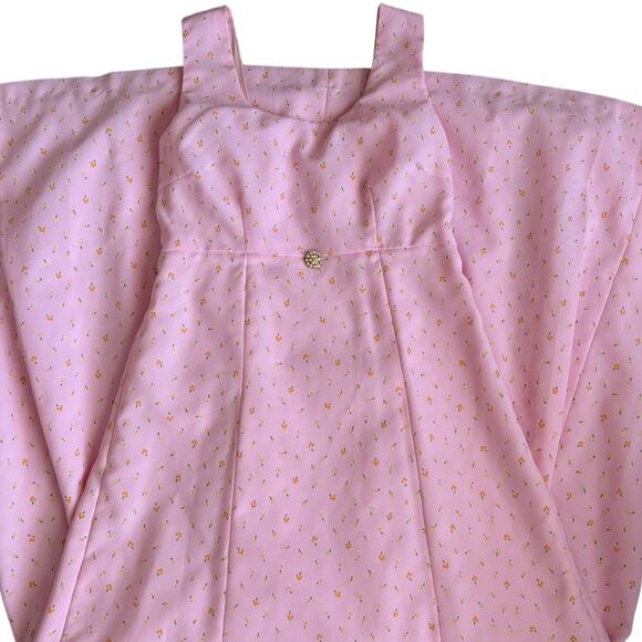 VTG Handmade Bridgerton Soft Girl Regency Empire Waist Floral Maxi Dress Pink - Picture 1 of 7